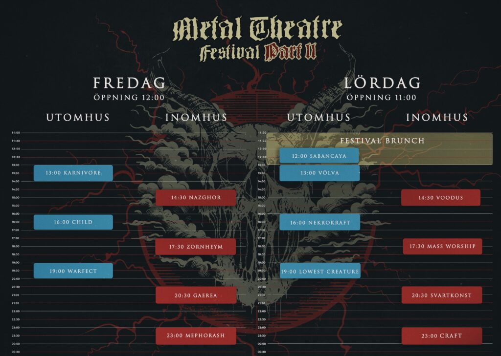 Running order, metal theatre festival 2024